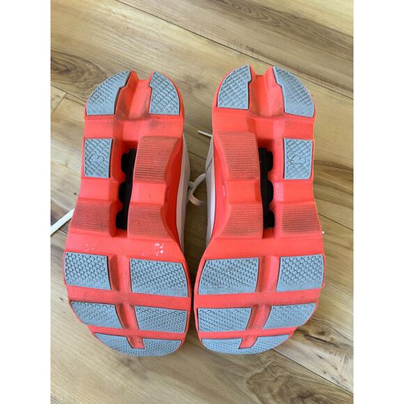 ON CLOUDMONSTER Women's White Flame Athletic Running Walking Sneaker Shoes - Picture 4 of 5